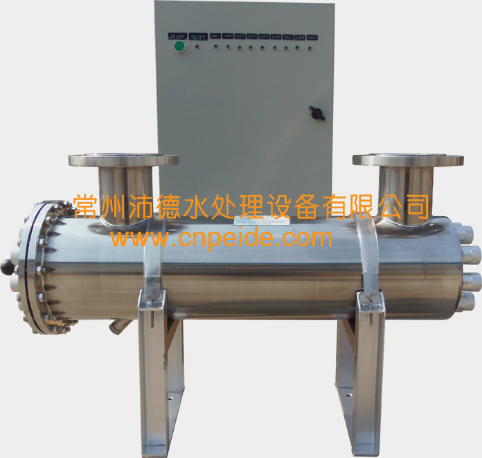 30T/H 活動支架 水平進出 分體電箱 手動清洗 帶排水閥紫外線殺菌器